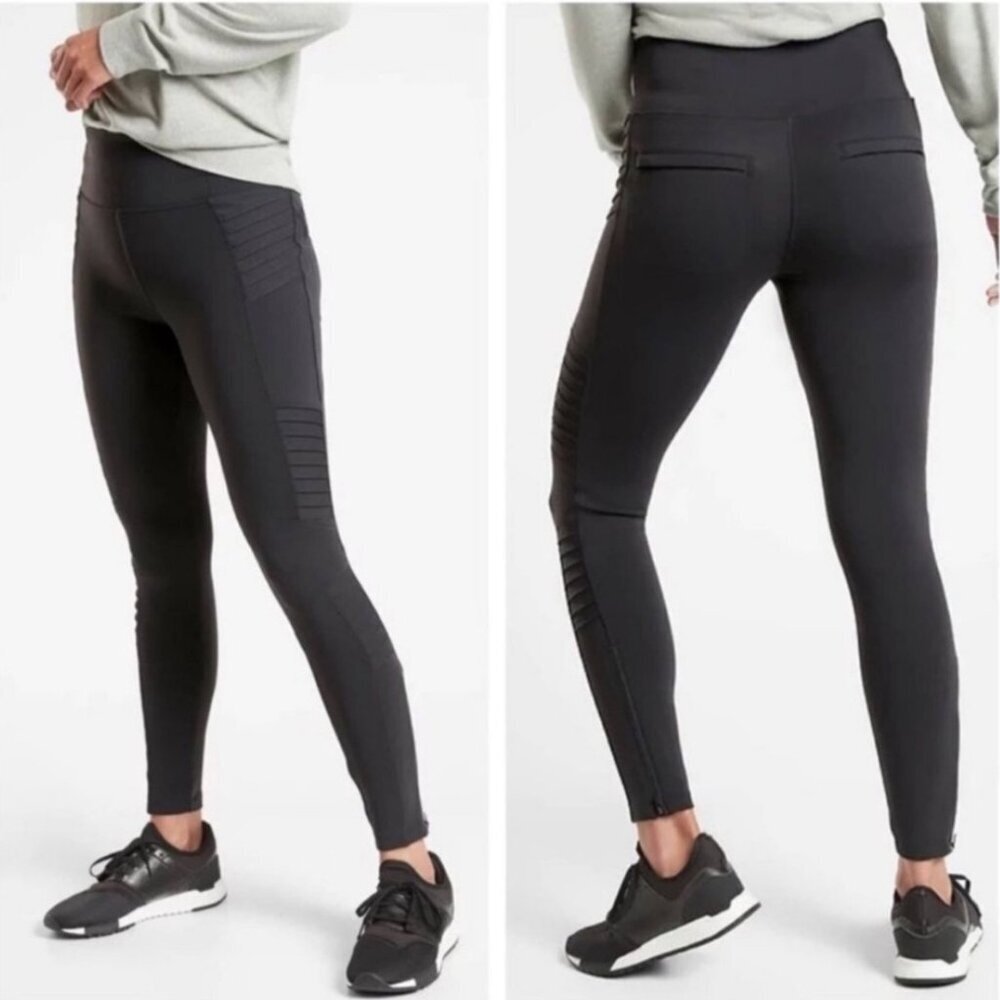 Athleta Delancey Gleam XS Moto Leggings Tight Witchy Goth Glam Athleisure Travel